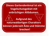 Entwurf für ein Warnschild im Vogelschutzgebiet/Gartendenkmal © N. A. Klöhn